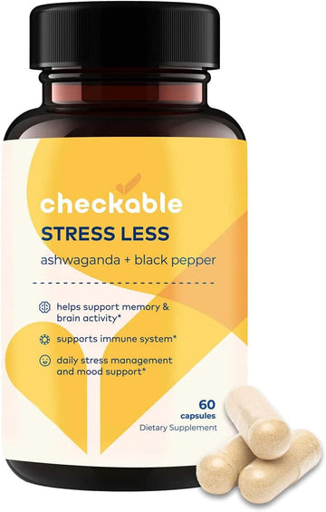 Checkable Ashwagandha Supplements - Naturally Supports Improvement For Mood, Immune Health, Memory, And Focus - 1310 Mg Of Organic Ashwagandha And Black Pepper - 60 Capsules