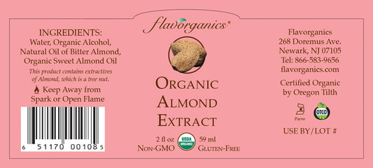 Flavorganics Organic Almond Extract, 2 Ounces Glass Bottle