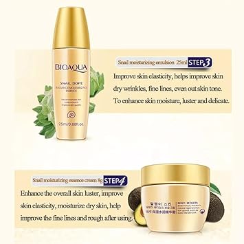 Bioaqua Snail Mucus Skin Moisturizing Eye Toner Essence Bb Cream 5Pcs Set Gift Box : Beauty & Personal Care
