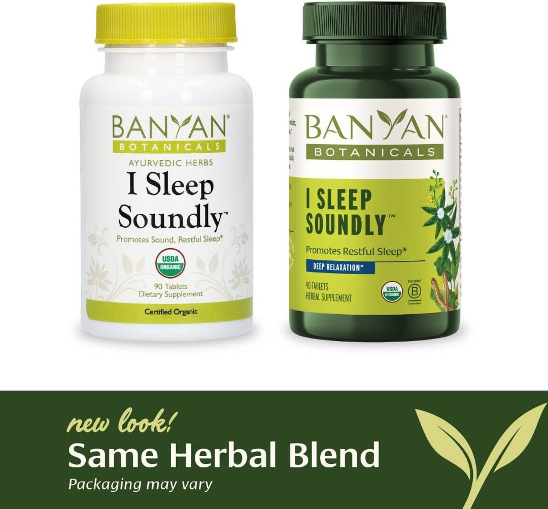 Banyan Botanicals I Sleep Soundly – Organic Herbal Sleep Supplement with Ashwagandha, Eclipta, and Chamomile – 90 Tablets – Non-GMO Sustainably Sourced Vegan : Health & Household