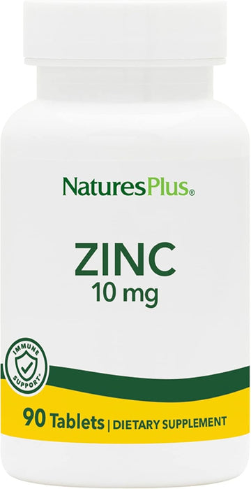 Naturesplus Zinc Tablets - 10 Mg, 90 Vegetarian Supplements - Immune System Supplement For Cellular Growth & Repair - Promotes Healthy Digestion, Metabolism & Vision - Gluten-Free - 90 Servings