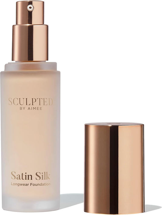 Satin Silk Longwear Foundation From Sculpted By Aimee (Light 3.0) - Lightweight, Hydrating & Buildable High Coverage, Sweat-Resistant Foundation