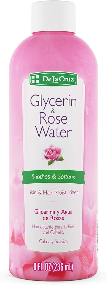 De La Cruz Rose Water And Glycerin For Face - Rosewater Facial Toner And Moisturizer For Skin And Hair 8 Fl Oz (236 Ml) - 2 Bottles