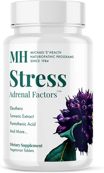 Michael'S Health Naturopathic Programs Stress Adrenal Factors - 90 Vegetarian Tablets - Nutrients To Nourish The Adrenal Glands - With Turmeric & Ashwagandha - Stimulant Free - 30 Servings