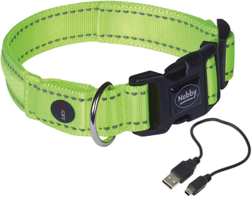 Nobby Flash Mesh LED Safety Collar Neon Yellow Small :Pet Supplies