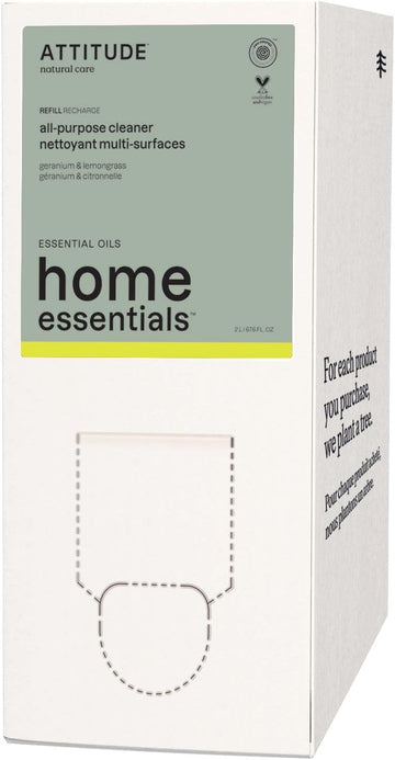 Attitude All Purpose Cleaner, Ewg Verified Multi-Surface Products, Vegan, Naturally Derived Multipurpose Cleaning Spray, Geranium And Lemongrass, 67.6 Fl Oz