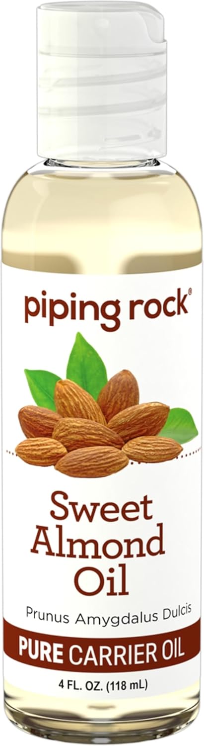 Piping Rock Sweet Almond Oil 4 fl oz | Carrier Oil | Moisturizing Massage Oil for Face, Hair, Skin, and Nails
