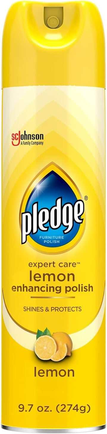 Pledge Expert Care Wood Polish Spray, Shines and Protects, Removes Fingerprints, Lemon, 9.7 oz (Pack of 1)