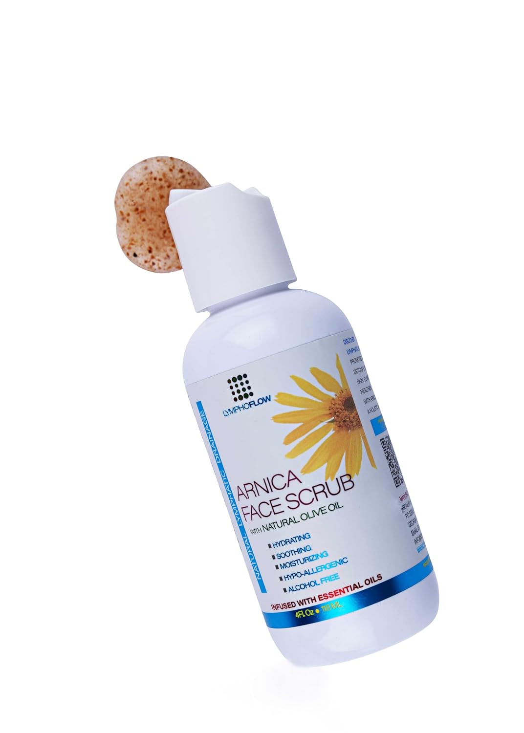 Arnica Facial Scrub, Exfoliating Face Wash For Natural Lymphatic Drainage, Face Cleanser With Soothing Arnica Montana, Exfoliator For Sensitive Skin, Acne, Blackheads, Lymph Health, 4 Oz : Beauty & Personal Care