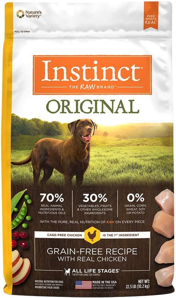 Instinct Grain Free Dry Dog Food, Original Raw Coated Real Chicken Natural High Protein Dog Food, 22.5 lb. Bag