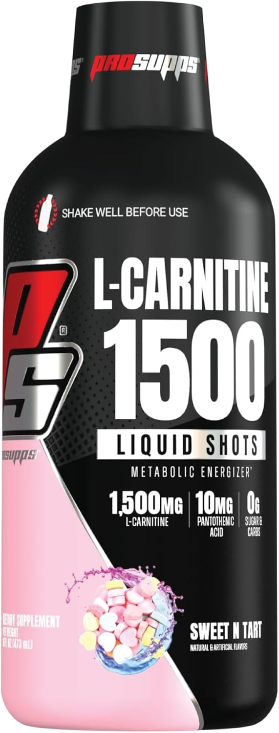 Prosupps L-Carnitine 1500 Stimulant Free Liquid Shots For Men And Women - Energizer Workout Drink For Performance And Muscle Recovery (31 Servings, Sweet-N-Tart)