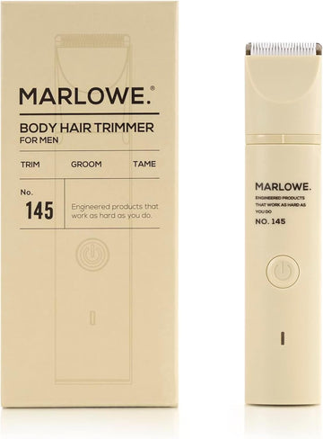 Marlowe. No. 145 Body Hair Trimmer For Men, Desert Sand, Lightweight Waterproof Personal Groomer, Ceramic Blades, Adjustable Comb Lengths & Rechargeable Battery For Head To Toe Male Grooming