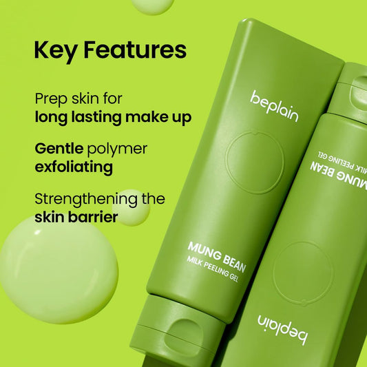 Beplain Mung Bean Milk Peeling Gel (4.05Fl.Oz/120Ml) | Fragrance-Free | Gentle Cleanser And Exfoliator With Mung Bean Extract And 4 Types Of Peeling Polymers | Remove Dead Skin Cells | Korean Skincare