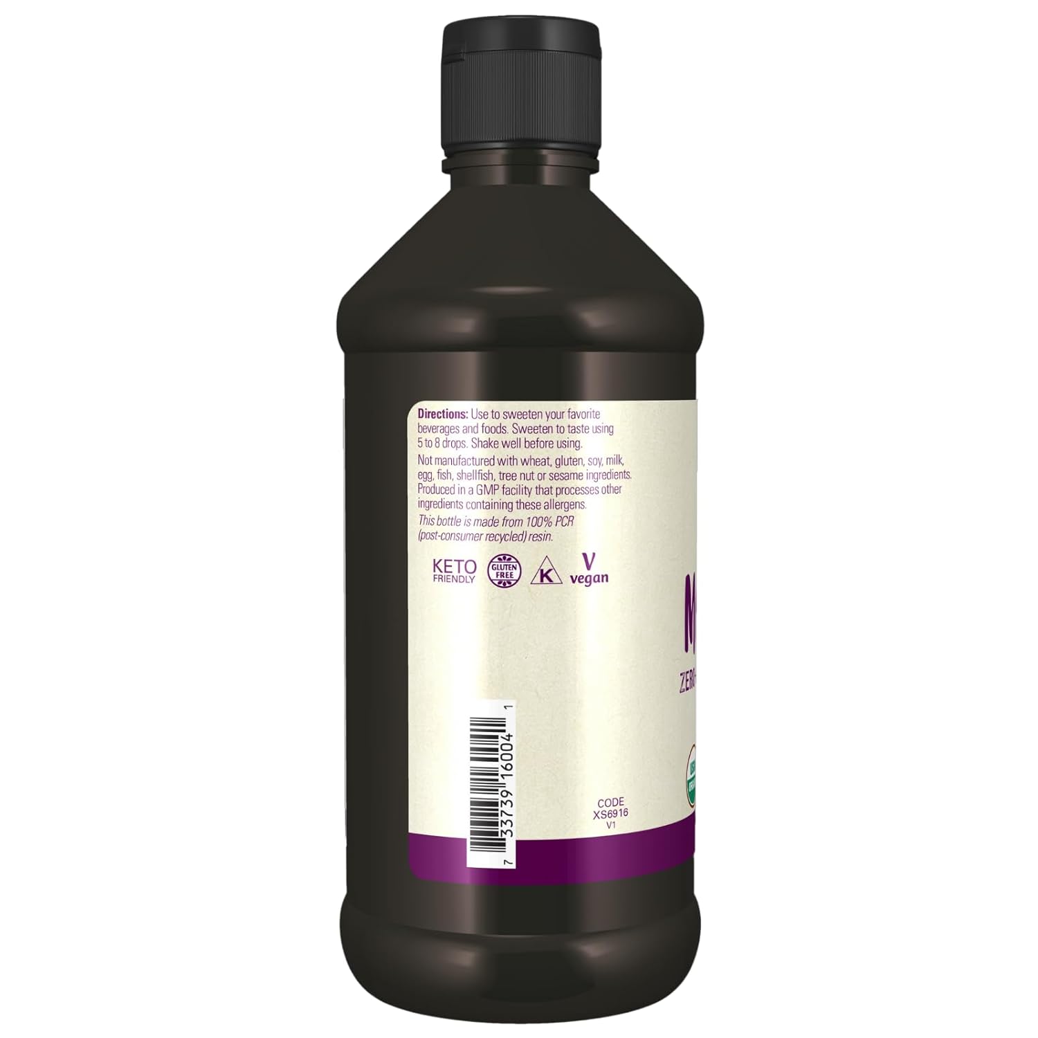 Now Foods, Certified Organic Monk Fruit Liquid, Zero-Calorie Liquid Sweetener, Non-Gmo, Low Glycemic Impact, 16-Ounce
