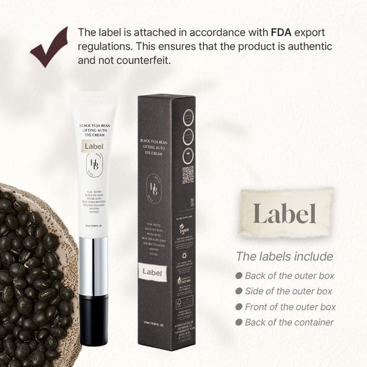 Black Yuja Bean Lifting Auto Eye Cream - Sensitive Skin, Vegan, Hypoallergenic, Korean Skincare, Wrinkle Care Device, Vibration Face Massage, Anti Aging, Collagen, Vibrating