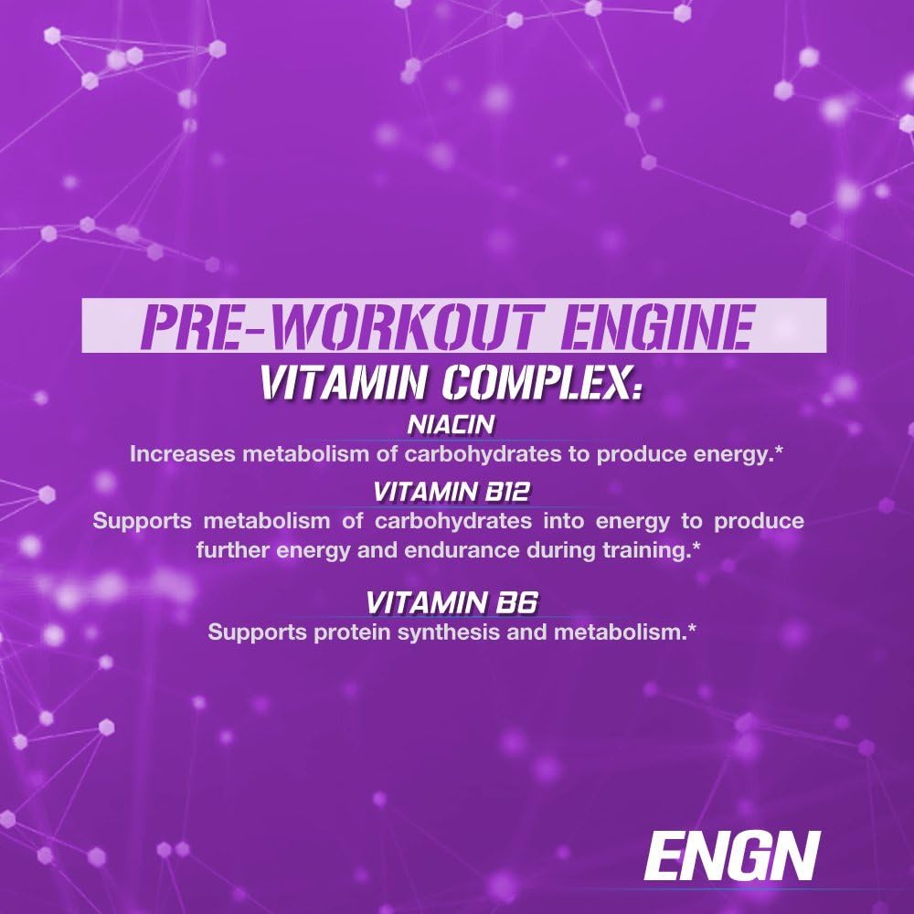 EVL Intense Pre Workout with Creatine - Pre Workout Powder Drink for Lasting Energy Focus and Recovery - ENGN Energizing Pre Workout for Men with Beta Alanine Caffeine and L Theanine (Furious Grape) : Health & Household