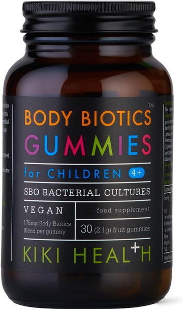 Kiki Health - Body Biotics Gummies For Children 4+, Blend Of 8 Bacterial Cultures, Sbo & Live Cultures, Probiotics For Kids - Made With Real Fruit, Delicious Taste - 30 Gummies