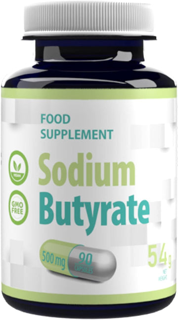 Hepatica Sodium Butyrate 500Mg | 90 Vegan Capsules | 385Mg Butyric Acid | High Strength Gut & Digestive Health Support | 3Rd Party Lab Tested | Gluten & Gmo Free