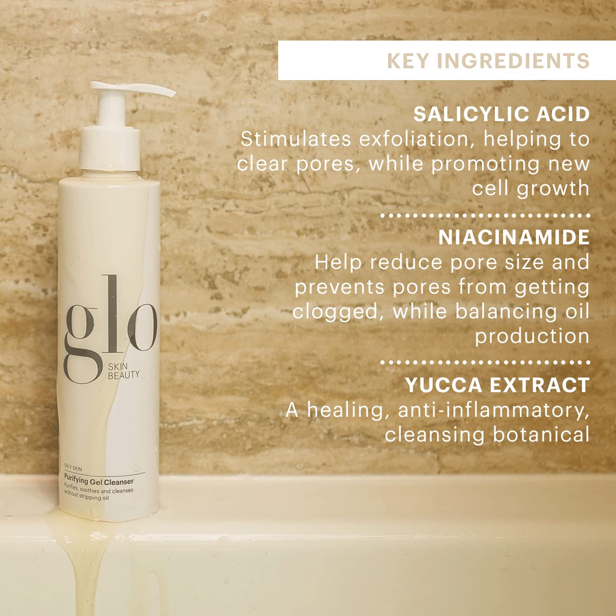 Glo Skin Beauty Purifying Gel Cleanser - Salicylic Acid + Niacinamide Face Wash Balances Skin, Targets Clogged Pores, Excess Oil & Breakouts - Gently Exfoliates & Minimizes Appearance Of Fine Lines : Beauty & Personal Care