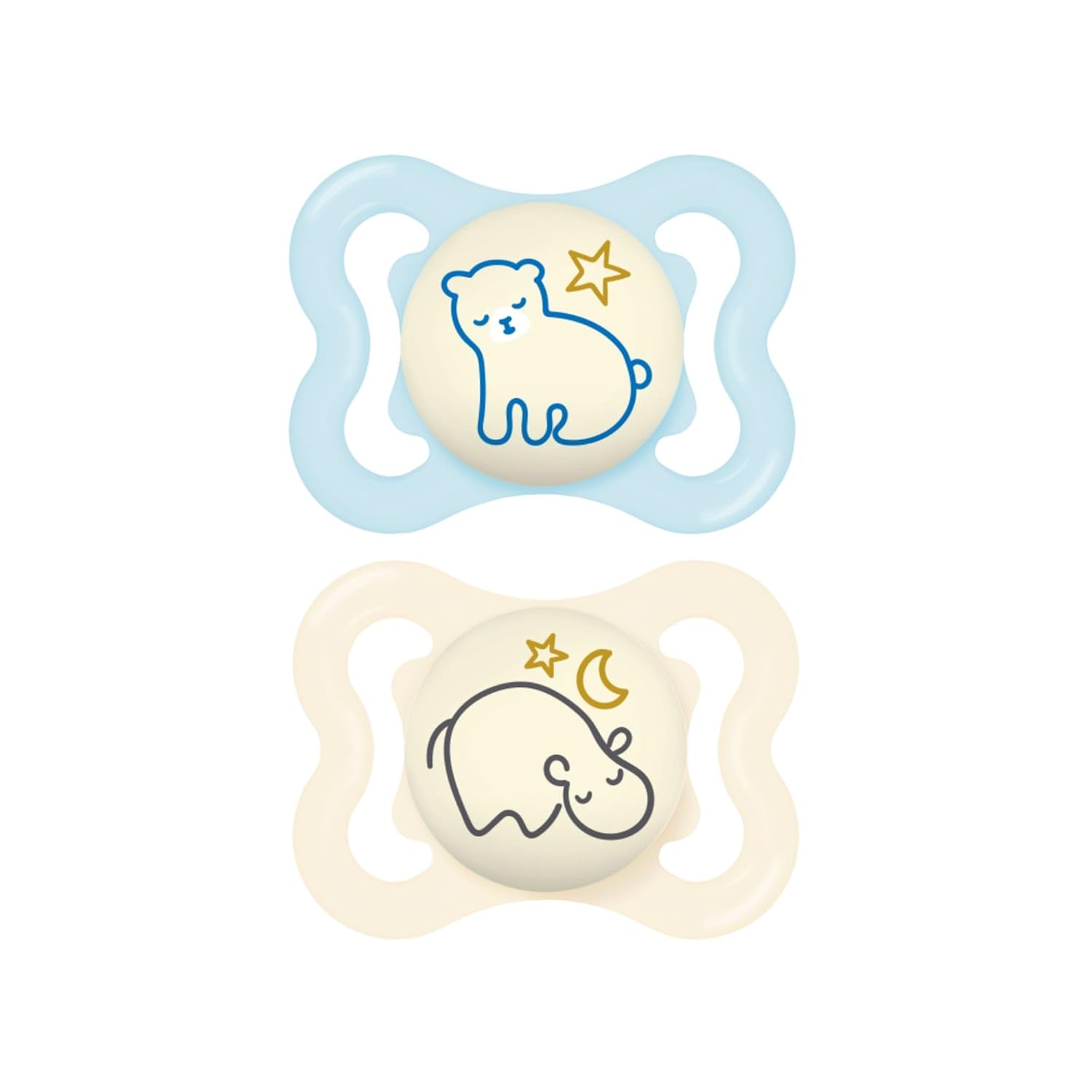 Mam Supreme Night Baby Pacifier, For Sensitive Skin, Patented Nipple, 2 Pack, 0-6 Months, Girl