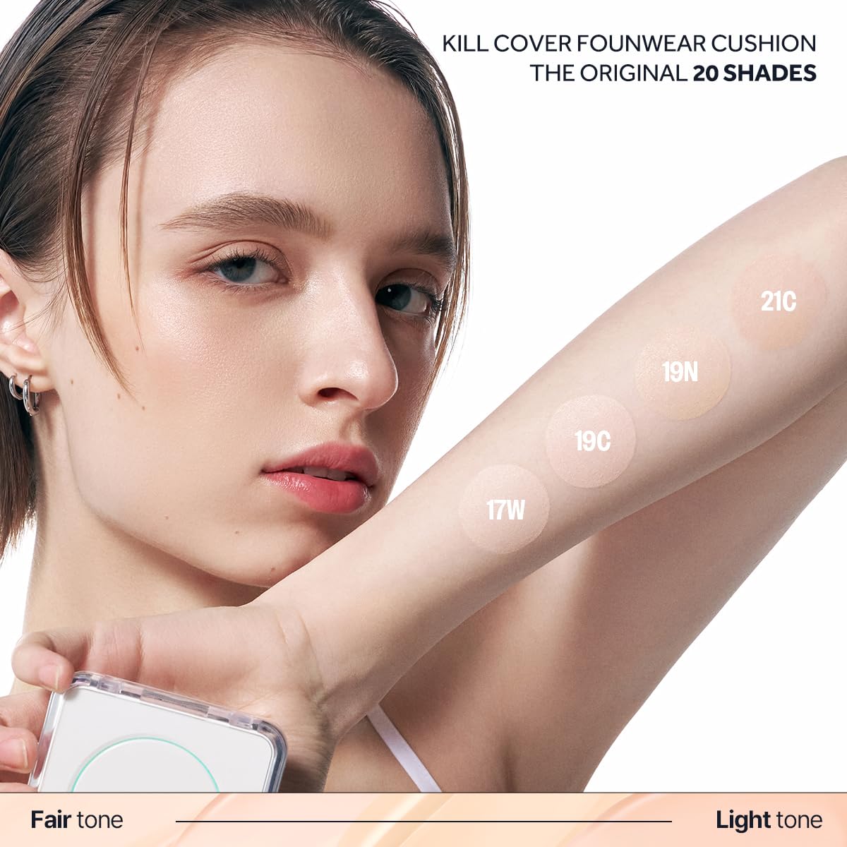 Clio Kill Cover Founwear Cushion The Original I 20 Shades, Korean Cushion Foundation, Cushion Make Up, Full& High Coverage, Airy Satin, Natural Matte Finish Look (19N Procelain, One Size)