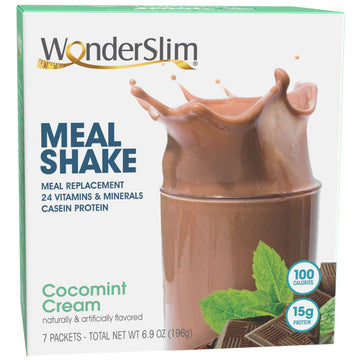 Wonderslim Meal Replacement Shake, Cocomint Cream, 15G Protein, 24 Vitamins & Minerals, Gluten Free (7Ct)