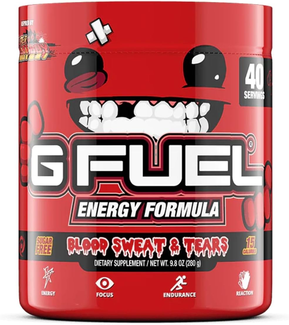 G Fuel Super Meat Boy Energy Powder, Sugar Free, Clean Caffeine Focus Supplement, Water Mix, Cinnamon Candy Flavor, Focus Amino, Vitamin + Antioxidants Blend, 9.8 oz (40 Servings) : Health & Household