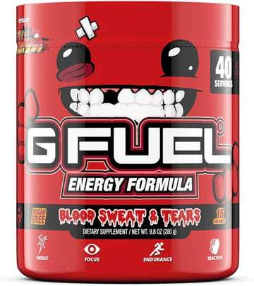 G Fuel Super Meat Boy Energy Powder, Sugar Free, Clean Caffeine Focus Supplement, Water Mix, Cinnamon Candy Flavor, Focus Amino, Vitamin + Antioxidants Blend, 9.8 oz (40 Servings) : Health & Household