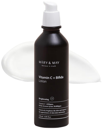 Mary&May Vitamin C+ Bifida Lotion - Nourishing Face Lotion For Evens Skin Tone And Moisturization - 30,000Ppm Bifida Fermentation With 1,000Ppm Vitamin C, 4.06 Fl.Oz