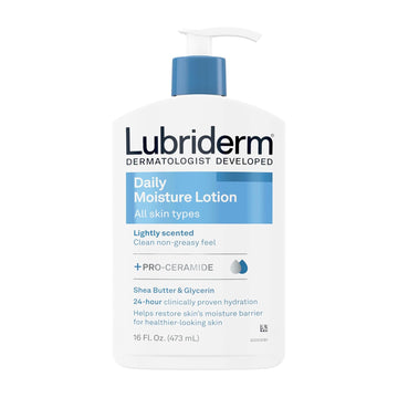 Lubriderm Daily Moisture Lotion + Pro-Ceramide With Shea Butter & Glycerin Helps Moisturize Dry Skin, Hydrating Face, Hand & Body Lotion Is Lightly Scented & Non-Greasy, 16 Fl. Oz (Pack Of 6)