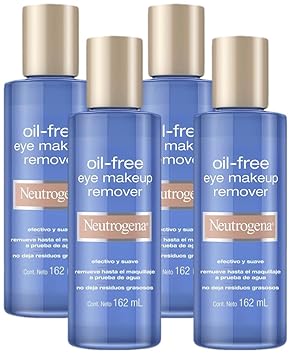 Neutrogena Oil-Free Liquid Eye Makeup Remover, Residue-Free, Non-Greasy, Gentle & Skin-Soothing Makeup Remover Solution With Aloe & Cucumber Extract For Waterproof Mascara, 5.5 Fl. Oz (Pack Of 4)