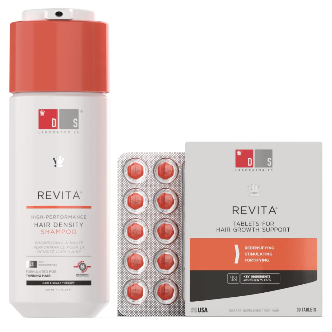 DS Laboratories Revita Shampoo & Revita Tablets - Hair Vitamins for Hair Loss for Women & Men, Hair Regrowth Treatment for Women & Men, Hair Thickening Products for Women & Men