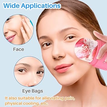 Kalevel Facial Ice Roller Massager Beauty Skin Care Ice Holder Pink Ice Cube Mold Silicone For Face Puffy Eyes Dark Circles Acne Fine Lines