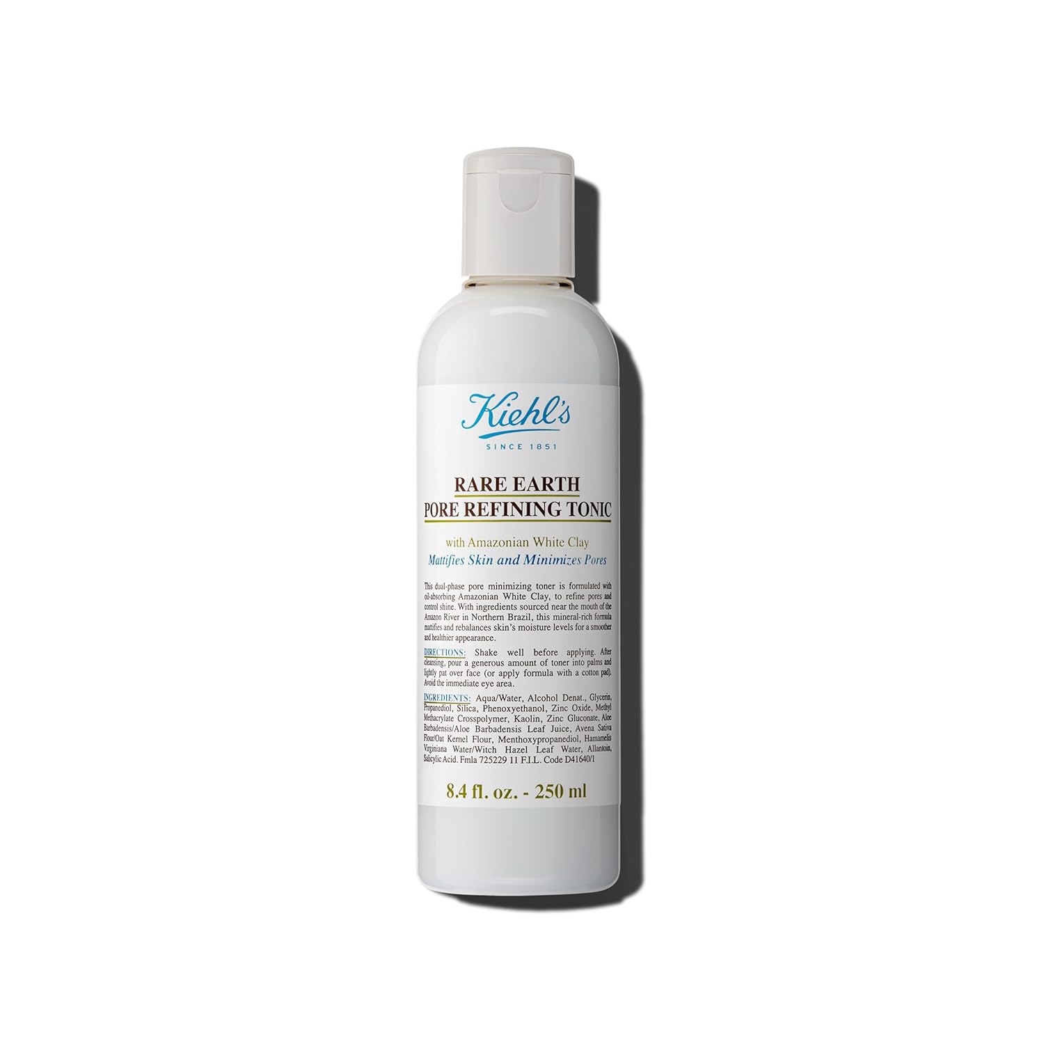 Kiehl'S Rare Earth Pore Refining Tonic, Pore-Minimizing & Mattifying Face Toner, Reduces Enlarged Pores & Shine, Balances Skin, With Amazonian White Clay & Allantoin, Fragrance-Free - 8.4 Fl Oz