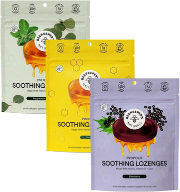 Beekeeper'S Naturals Soothing Honey Ginger Lemon Cough Drops - Immune Support With Vitamin D, Zinc And Propolis Throat Soothing Lozenges, 14 Ct