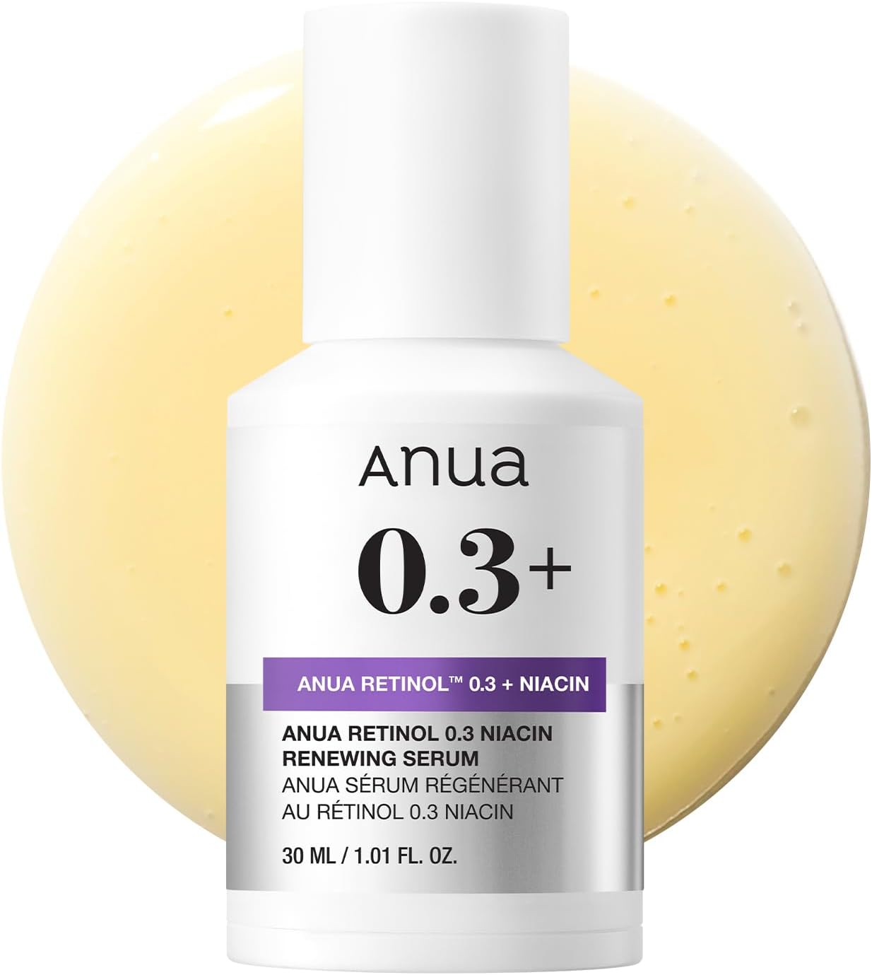 Anua Retinol 0.3 Niacin Renewing Serum, For Anti-Aging With Hydration, Textured & Glass Skin, Retinol, 5% Niacinamide, Retinol For Face, Gentle For Beginner, Korean Skin Care (30Ml /1.01 Fl.Oz.)