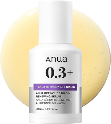 Anua Retinol 0.3 Niacin Renewing Serum, For Anti-Aging With Hydration, Textured & Glass Skin, Retinol, 5% Niacinamide, Retinol For Face, Gentle For Beginner, Korean Skin Care (30Ml /1.01 Fl.Oz.)