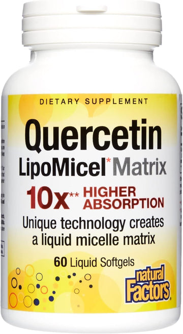 Natural Factors, Quercetin Lipomicel Matrix For Superior Absorption,Gel, 60 Count