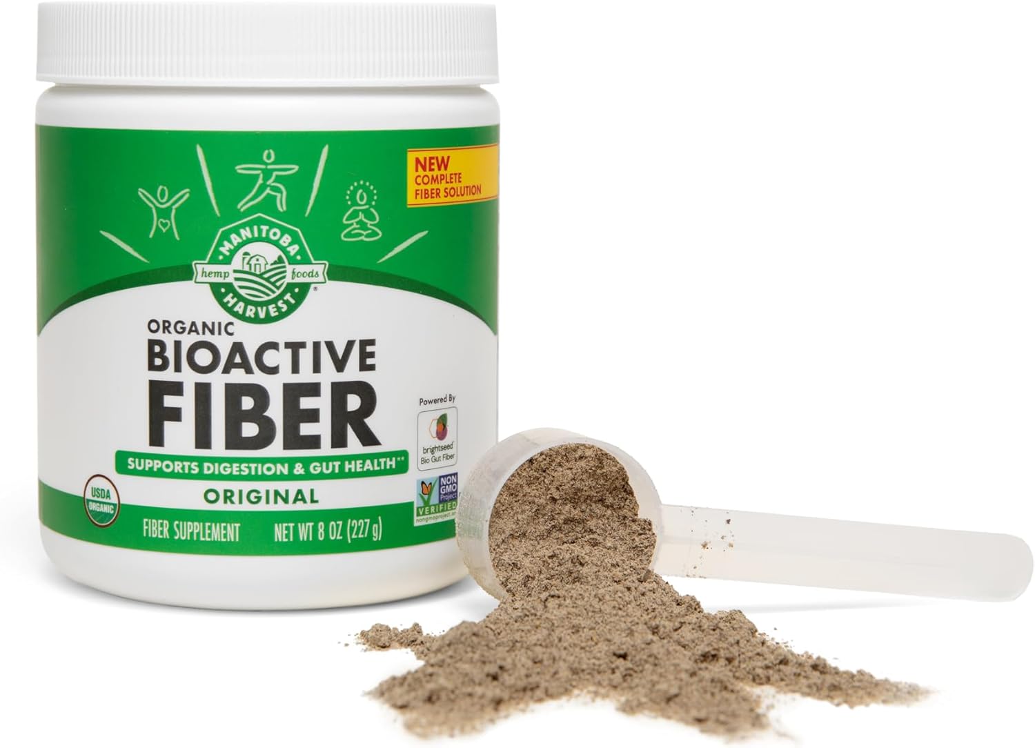 Manitoba Harvest Organic BioActive Fiber Supplement with 6g Fiber per Serving – Digestive Hemp & Psyllium Husk Powder – Non-GMO, Vegan & Kosher, 8oz : Health & Household