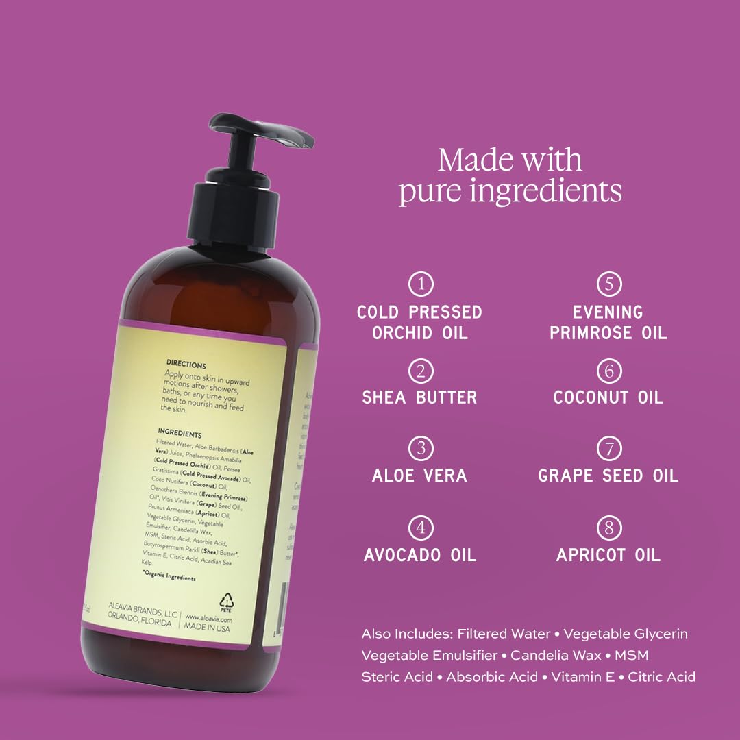 Aleavia Orchid Body Cleanse And Orchid Prebiotic Body Lotion Bundle – Organic & All-Natural Prebiotic, Vegan Body Wash With Orchid Oil (16 Oz) – All-Natural Moisturizing Body Lotion (12 Oz) : Beauty & Personal Care