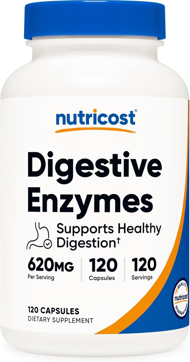 Nutricost Digestive Enzymes 620Mg, 120 Capsules - Complete Digestive Enzyme Supplement