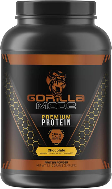 Gorilla Mode Premium Whey Protein - Chocolate / 25 Grams of Whey Protein Isolate & Concentrate/Recover and Build Muscle (30 Servings)