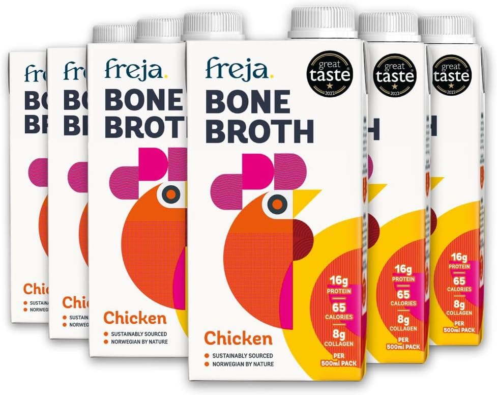 Chicken Bone Broth | Free Range | Collagen, Protein & Amino Acids | Low Carb & Gluten Free | Clear Liquid Broth, Not Chicken Stock Cubes, Powder Or Concentrate | 6 X 500Ml