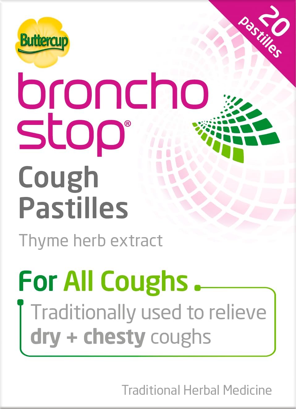 Bronchostop Cough Pastilles (20 Pastilles) - Relief for All Cough Types Including Chesty & Dry Coughs - Non Drowsy Anti Mucus Formula with Traditional Thyme Herb Extract : Amazon.co.uk: Health & Personal Care