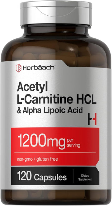 Horbäach Acetyl L Carnitine Hcl & Alpha Lipoic Acid 1200Mg | 120 Capsules | Alc Ala Complex | Non-Gmo & Gluten Free Supplement