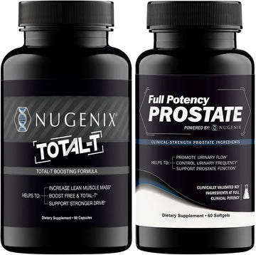 Nugenix Total-T - Free and Total Testosterone Booster for Men & Nugenix Full Potency Prostate Supplement for Men