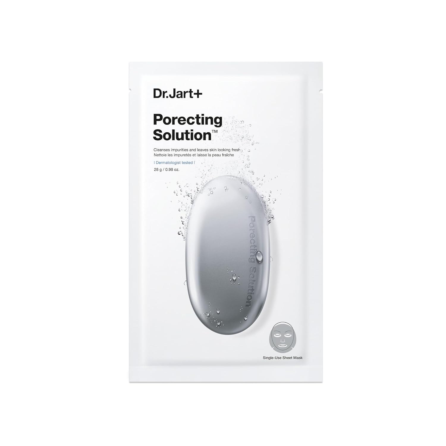 Dr.Jart+ Dermask Porecting Solution Face Mask | Sheet Mask For Oily Skin | Korean Skin Care | Charcoal Face Mask