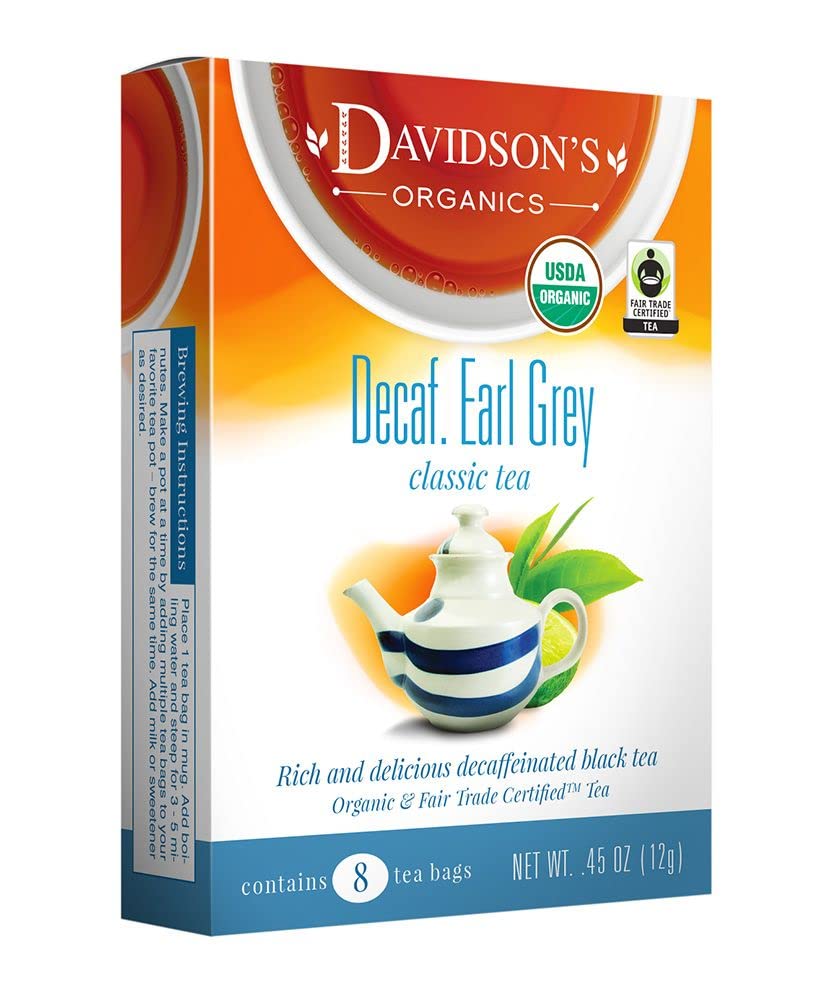 Davidson'S Organics, Decaffeinated Earl Grey, 8-Count Tea Bags, Pack Of 12