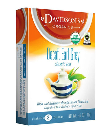 Davidson'S Organics, Decaffeinated Earl Grey, 8-Count Tea Bags, Pack Of 12