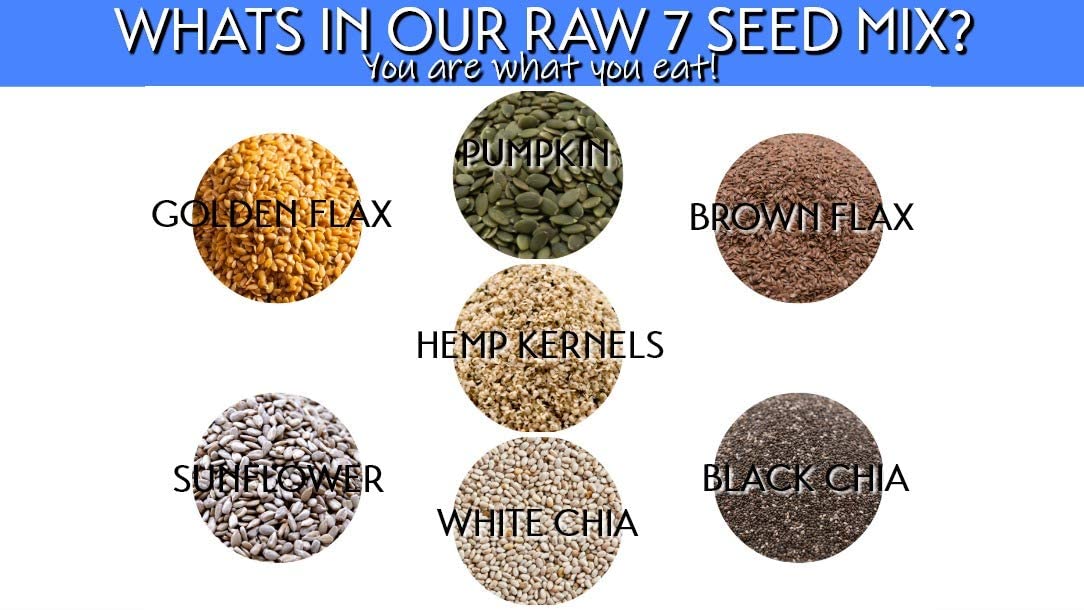 GERBS Raw Super 7 Seed Snack Trail Mix 14oz. | Top 14 Food Allergy Free | Resealable Bulk Bag | Made in USA | Raw Pumpkin Sunflower (Black & White) Chia Hemp (Brown & Golden) Flax Seeds | Gluten Free